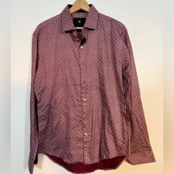 Tasso Elba Premium Collection Slim Fit Paisley Dress Shirt Men’s Large 16½ 42 - Picture 2 of 8